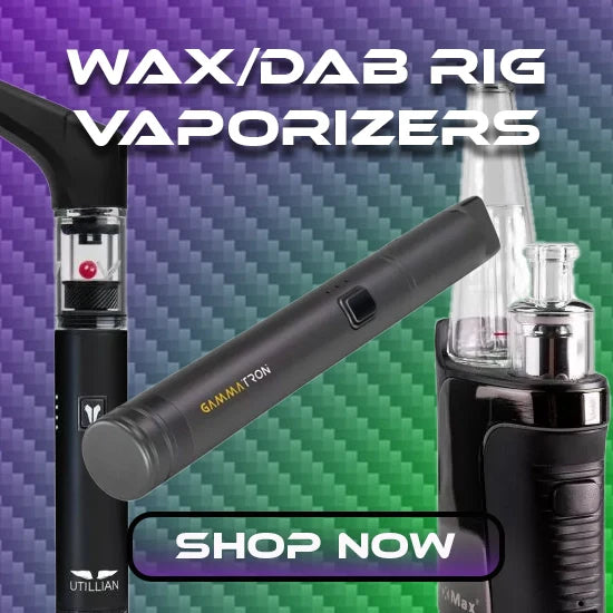 High-performance dab pens including Utillian and Tronian Gammatron with bold text over carbon fiber-style backdrop – shop Electrovape