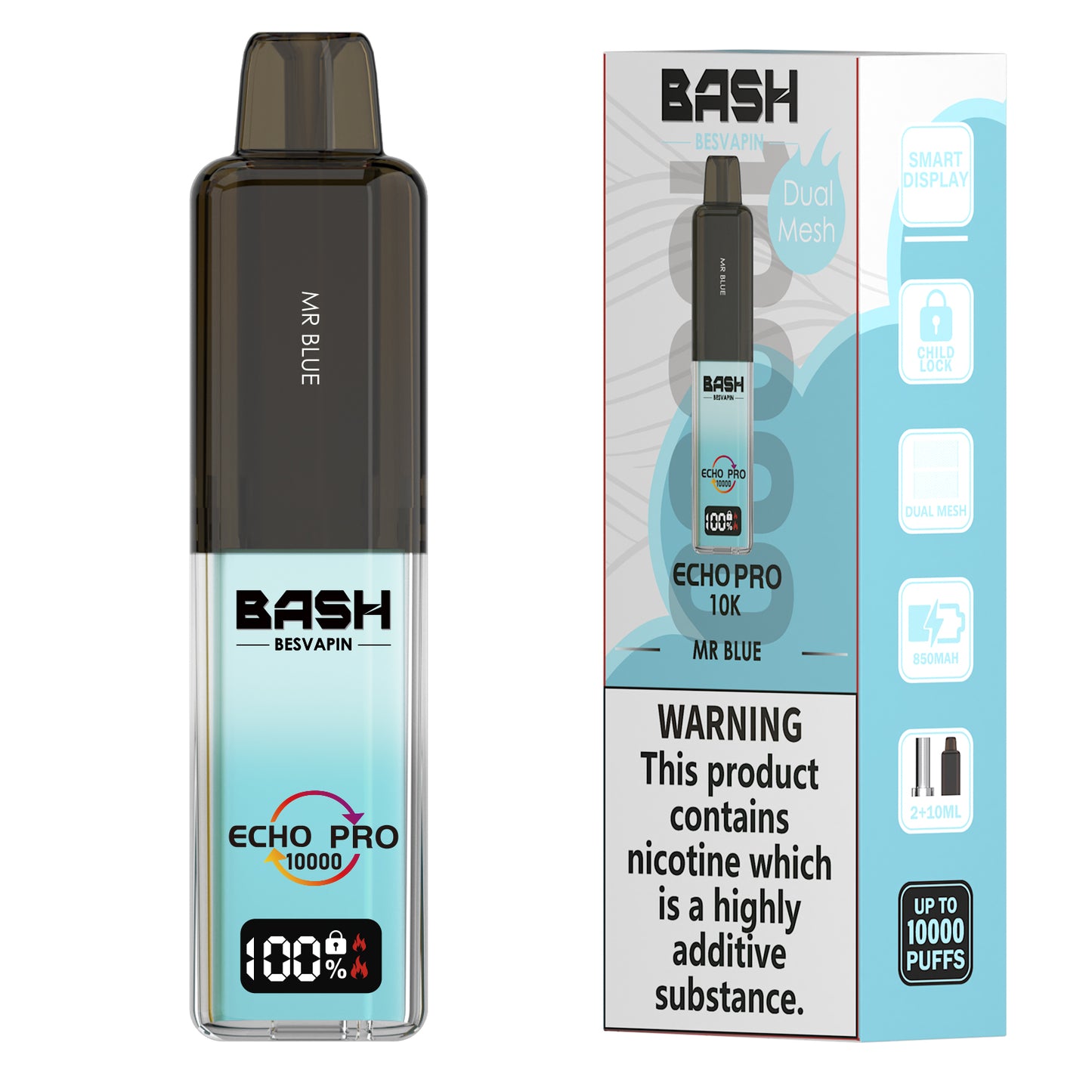 BASH Prefilled Vape Pod Kit - Mr Blue - 10K puffs- 20mg