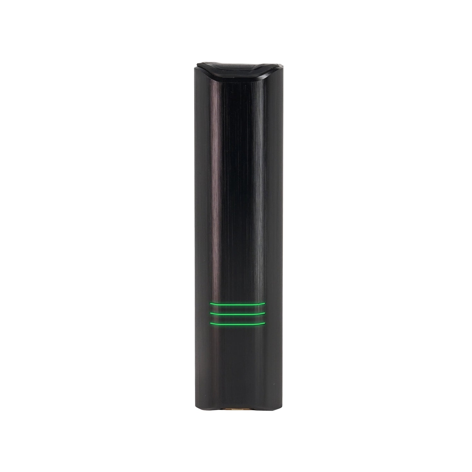 side profile of a Black rectangular device with three green LED indicators 'ZEUS ARC GT4' herb vaporizer on white background