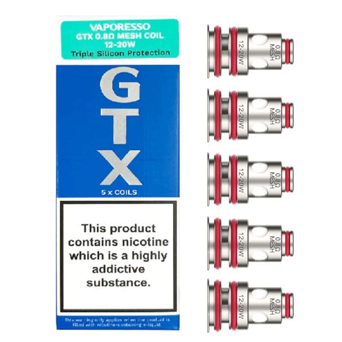 Vaporesso GTX Replacement Coils- 5 Pack- 0.2/0.4/0.6/0.8/1.2 Ohm